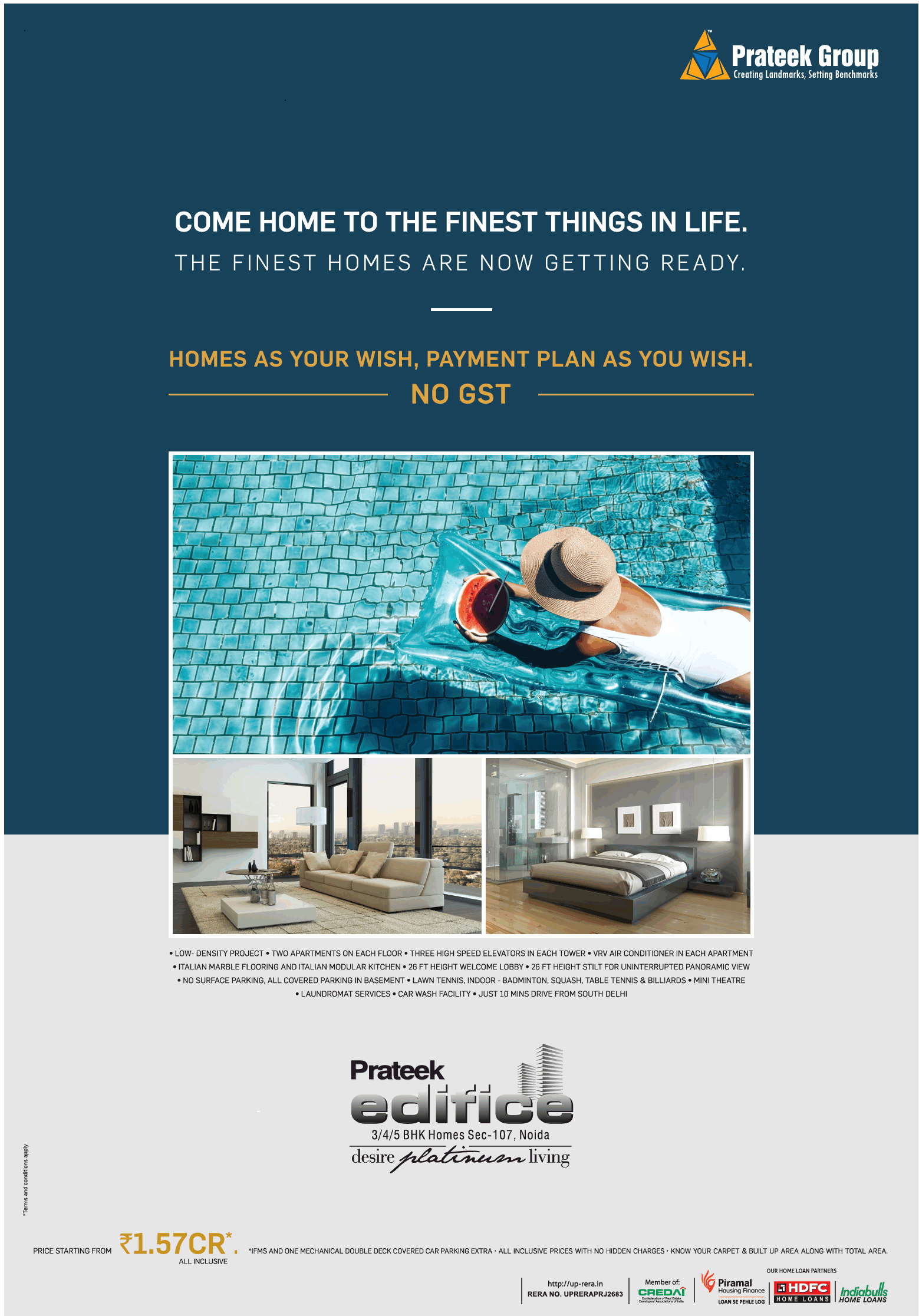 Homes with payment plans as your wish at Prateek Edifice in Noida Update